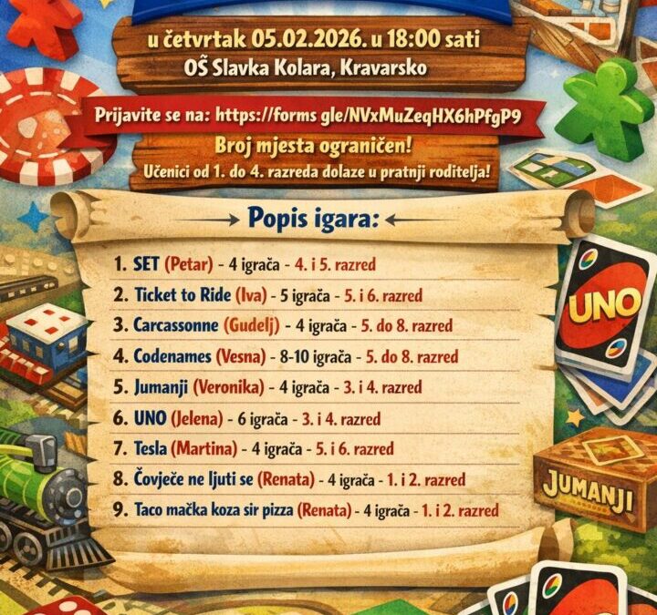 Održana 1. Večer društvenih igara – večer smijeha, suradnje i zajedništva